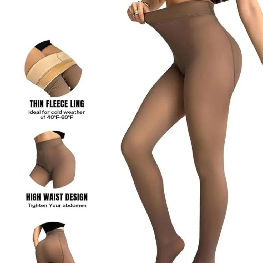 Women's Thick Fleece Lined Transparent Tights